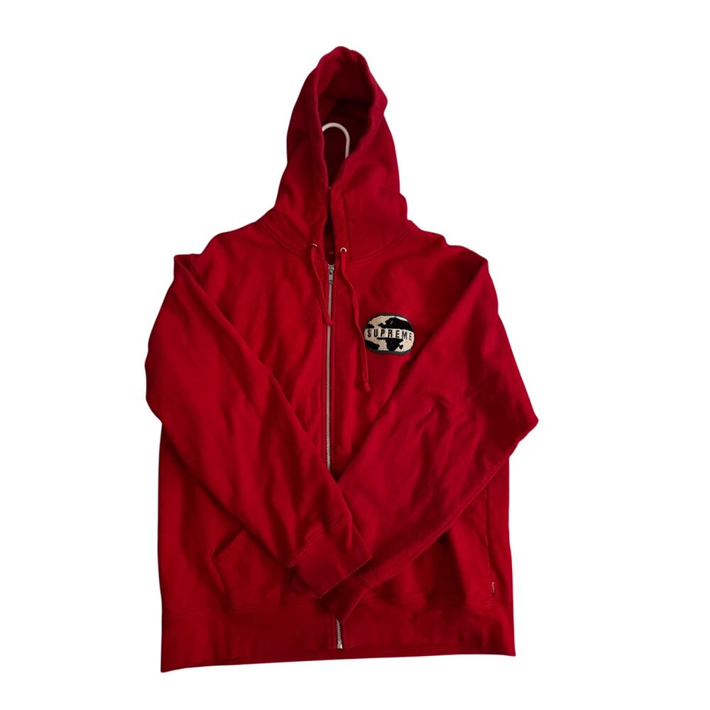 Supreme World Famous Zip Up Hoodie Red Large – Globe Back Patch (SS20)